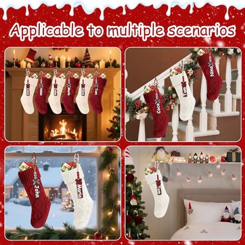 Christmas Stockings 18 Inches,Long Knitted Stocking with Name Tags