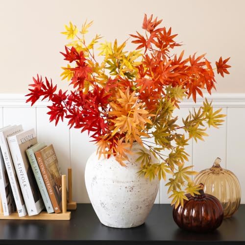Suncalla 5 Pcs 31" Fall Artificial Japanese Maple Stem, Golden Orange