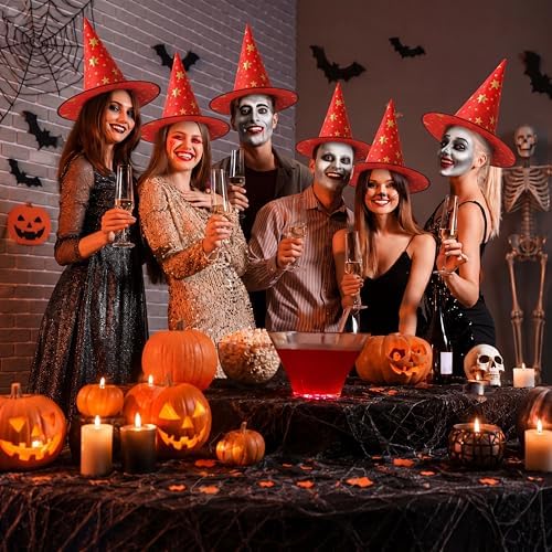 Newcotte 16 Pieces Witch Hats Halloween Costumes for Women Men Modern Witch Hats Fancy Dress Party Decorations