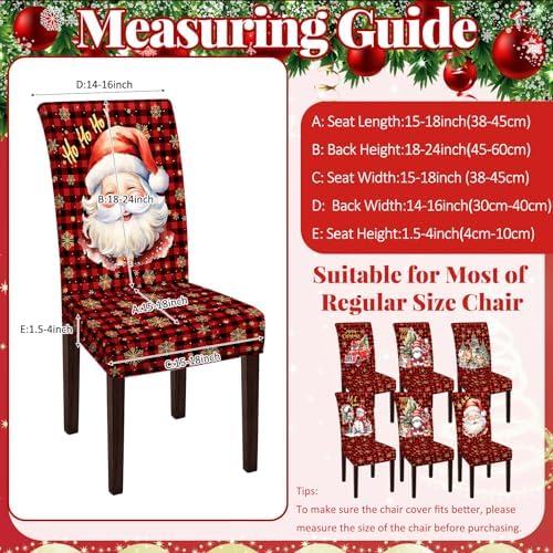 Moukeren 6 Pcs Christmas Chair Covers Plaid Dining Chair Slipcovers
