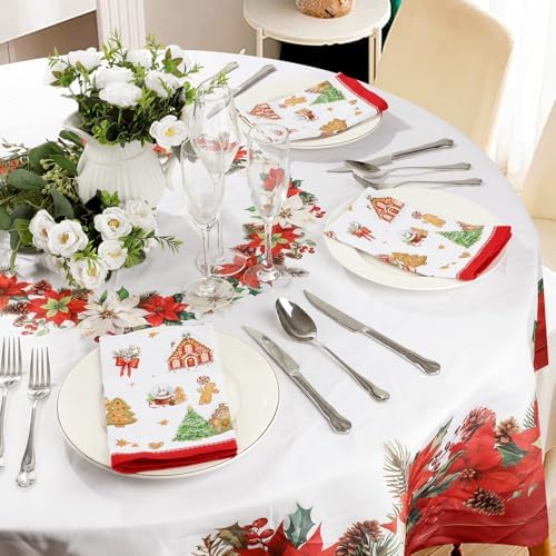 Christmas Gingerbread Cotton Cloth Napkins, 18×18 in, Set of 12