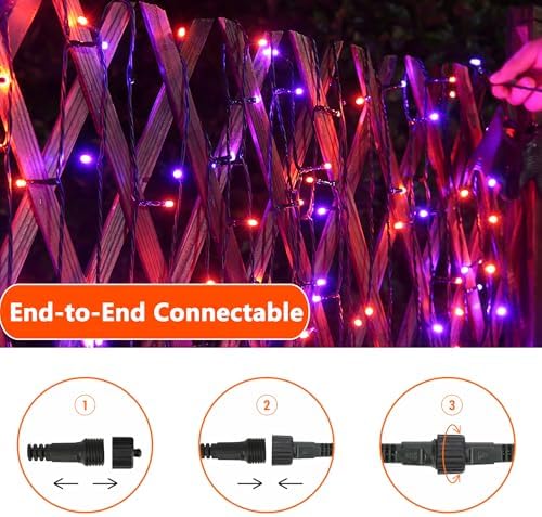 Joomer Orange Purple Halloween Lights, 100FT 300LED Plug-in String Lights