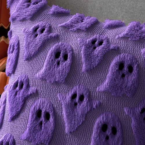 MIULEE Purple Halloween Pillow Covers Cute Ghost Decor Set of 2 18x18