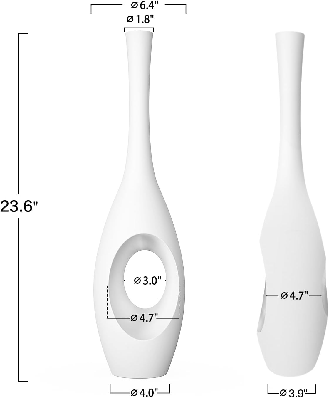 Modern Tall Decorative Vases / White / 23.6in
