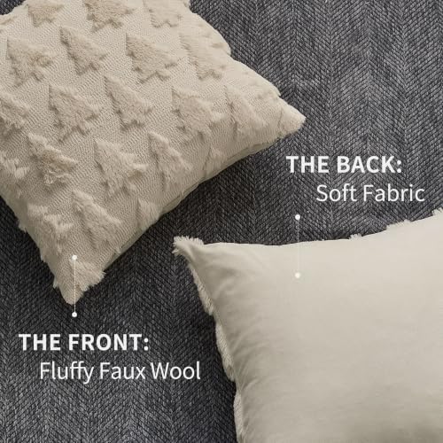 DFXSZ Christmas Tree Pillow Covers 18x18 Set of 2 Christmas Decor Beige