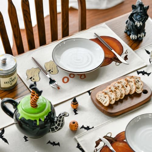 Artoid Mode Beige Boo Ghost Halloween Placemats Set of 4-12 x 18 Inch