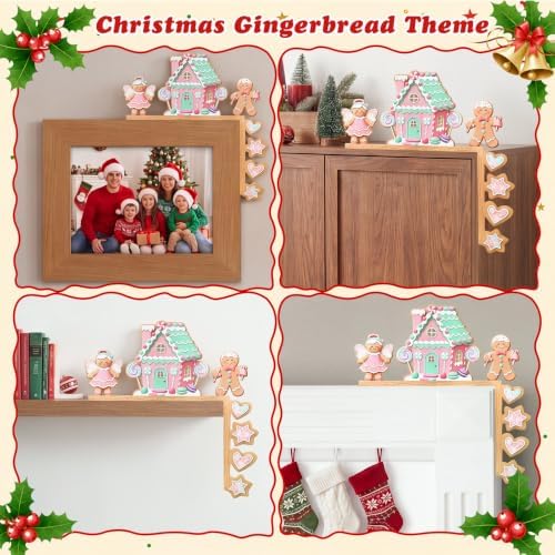 Yaocom 11.8 x 11.8 Metal Happy Christmas Door Topper, Pastel Gingerbread