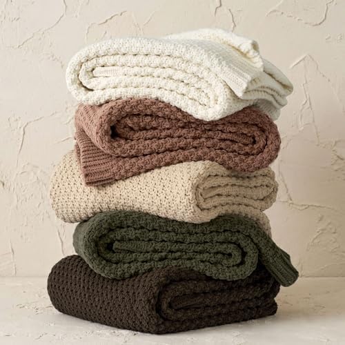 EVERGRACEHOME Chunky Chenille Knit Throw Blanket, 60 x 80, Cocoa Brown