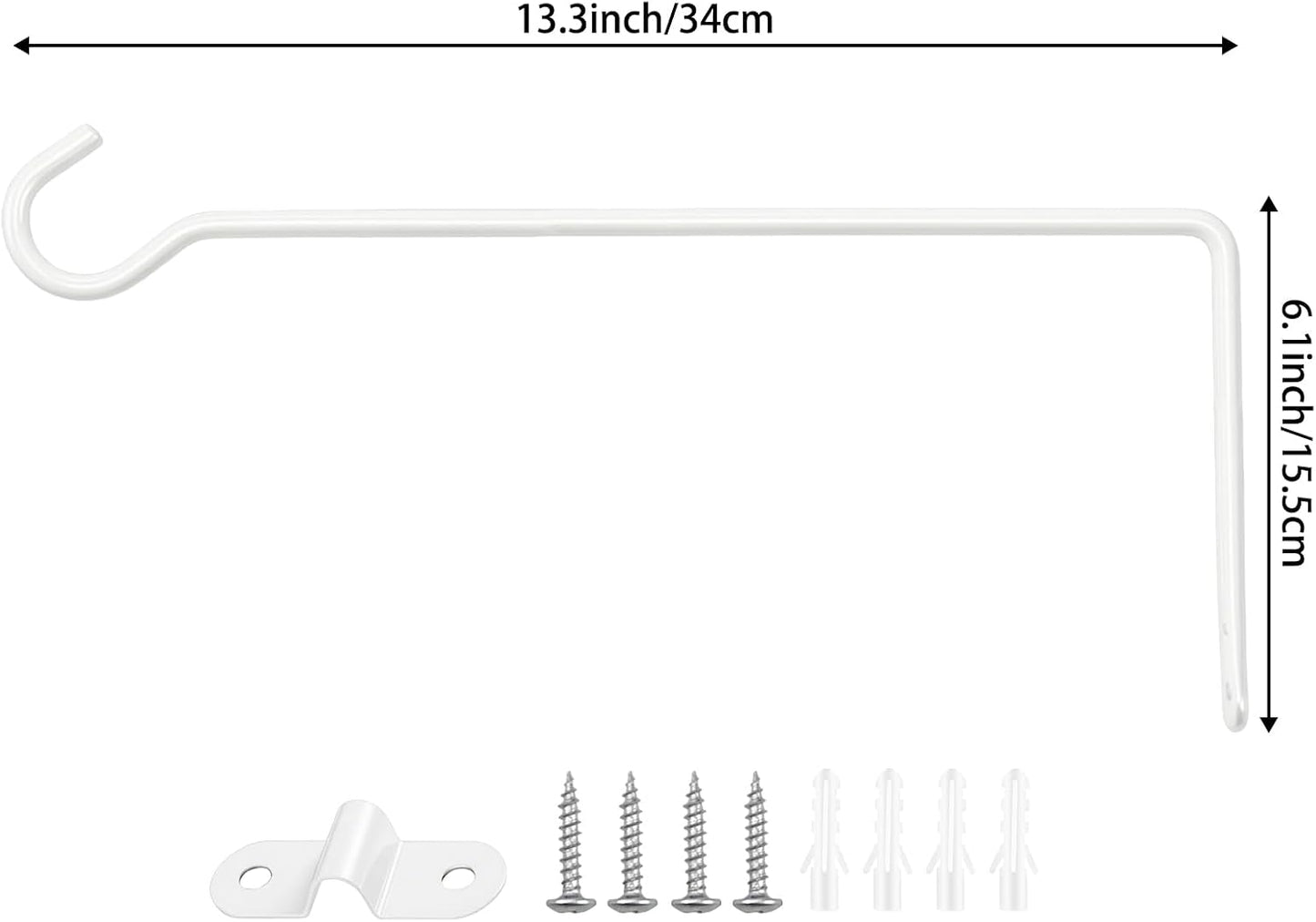 Metal Plant Hanger / White / 13.3 In-straight Hook / Set of 2