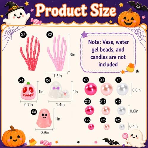Halloween Floating Vase Filler Kit, Pink White Floating Candles Filler