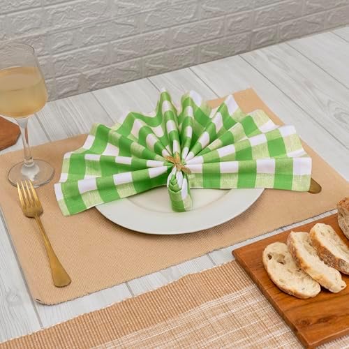 Blue Needles Gingham Buffalo Plaid Cotton Dinner Napkins Set of 12-18"x18"