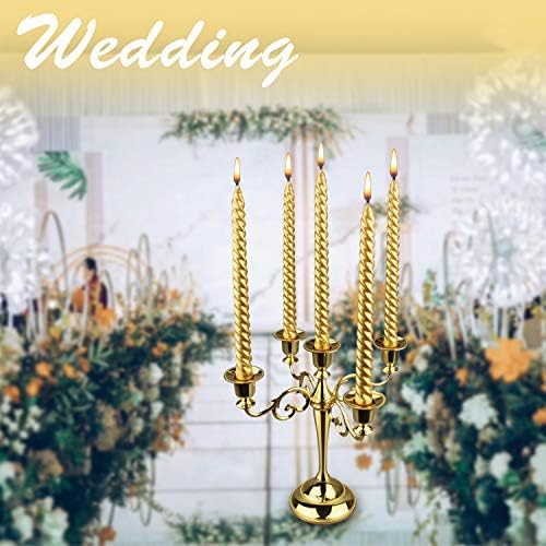 5-Arm Metal Candelabra Candle Holder Table Centerpiece, Gold