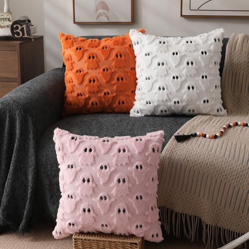 DFXSZ Halloween Pillow Covers 22x22 inch 2Pcs White Ghost Halloween Decor