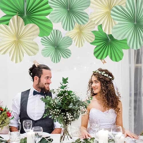 Fan Decorations for Wall Sage Green Paper Flower Fans Floral Backdrop