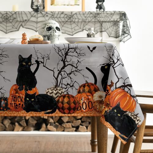 Horaldaily Halloween Tablecloth 60 x 60 Inch Square Buffalo Plaid Pumpkin