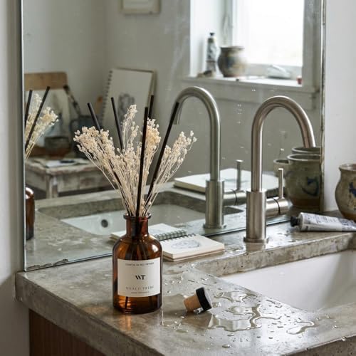 WEALD TRIBE Reed Diffuser Set for Bathroom Air Fresheners, Oil Diffuser Sticks | White Jasmine Scent 4.0 fl oz Home
