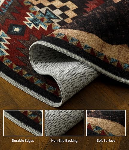 YIHOUSE Washable Rustic Cabin Round Rug, 6ft