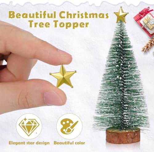 jojofuny 50pcs Mini Christmas Tree Star: Miniature Gold Christmas Tree Top Star Topper Decorations for Holiday Party Centerpiece Treetop Decor