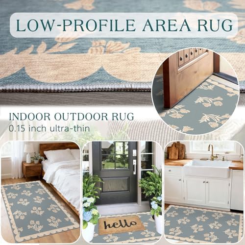 Floral Outdoor Rug - 28"x43" Front Door Mat Indoor Outside Entrance