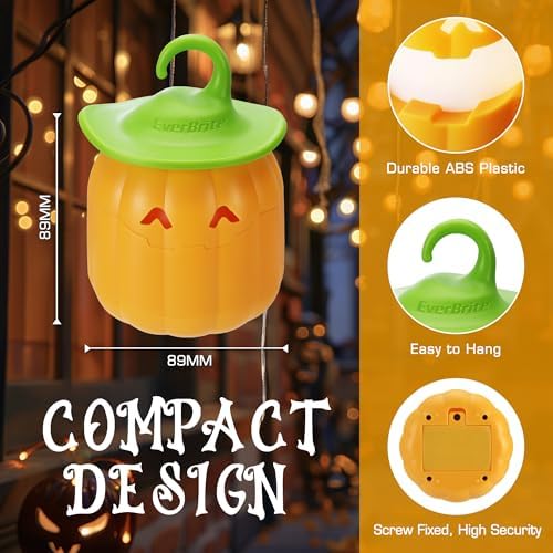 EverBrite 6-Pack Halloween Pumpkin Lantern, Collapsible Light up Pumpkins