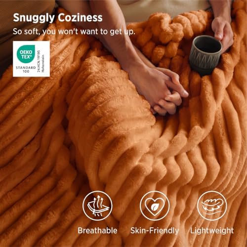 Bedsure Soft Twin XL Blanket for Bed Dorm Orange 66"x90"