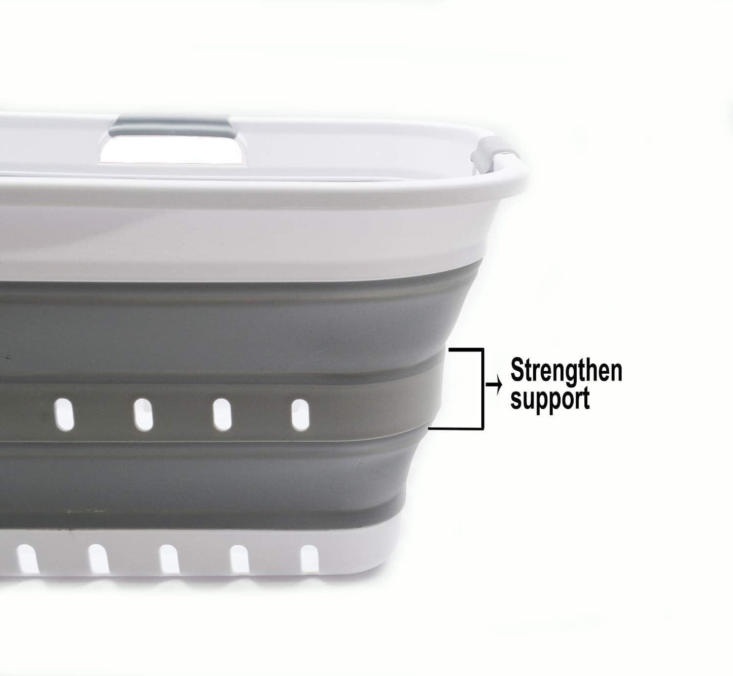 42L Collapsible Plastic Laundry Basket / White/grey