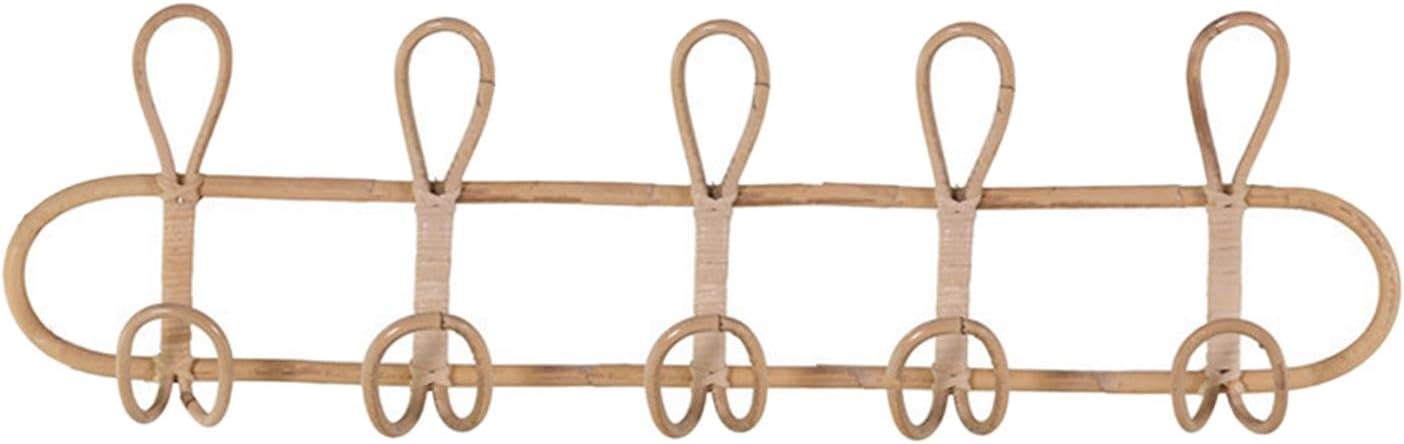 Wall Coat Rack Rattan Ornament Hanging Storage Organizer Hooks Holder Clothes Hooks Door / 5 Hooks