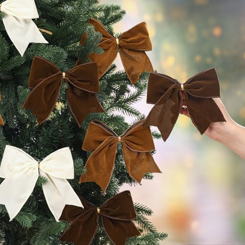 Janinka 12 Pcs 6 Inch Christmas Velvet Bows Decor for Wreath Assorted