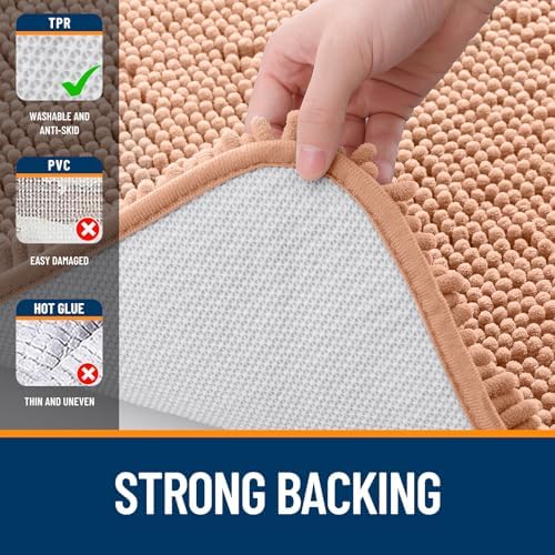 OLANLY Bathroom Runner Rugs 47x17, Extra Soft Absorbent Chenille Bath Rugs
