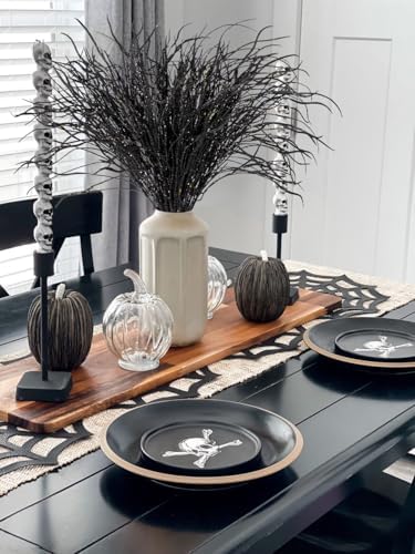 5 Pcs Halloween Picks and Sprays Black Artificial Curly Willow Branches 27.4Inch Floral Twig Stems Sticks Vase Fillers Black Halloween Ornament for Centerpieces Party Holiday Christmas Decorations