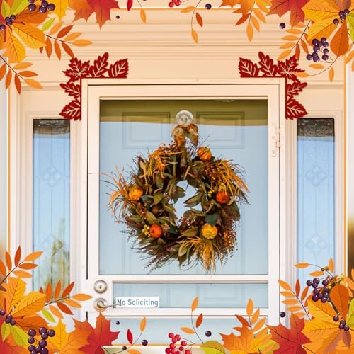 RattanView 3 Pcs Fall Door Corner Decor Pumpkin Maple Leaf Snowflake