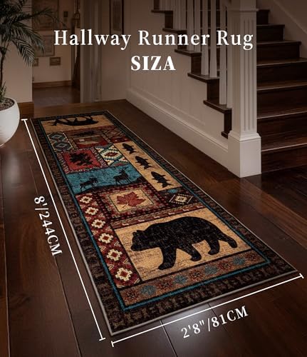 YIHOUSE Washable Rustic Cabin Runner Rug 2'8''x8 Hallway