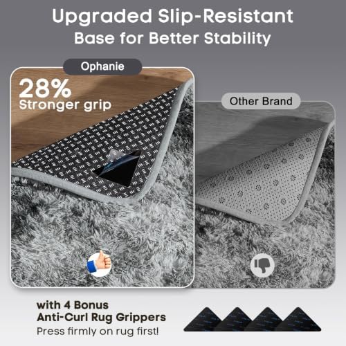 Ophanie Tie-Dyed Grey Area Rugs for Bedroom Living Room, Light Gray Fluffy Shag Fuzzy Carpet,Plush Shaggy Rug,4x6