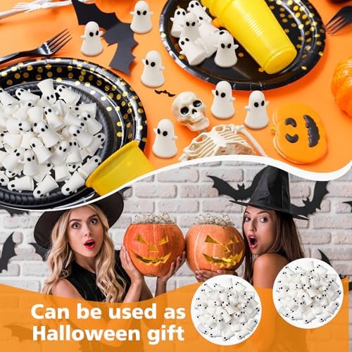 Lunmon 50 Pcs Mini Halloween Ghost Figurines, Tiny Halloween Figurines