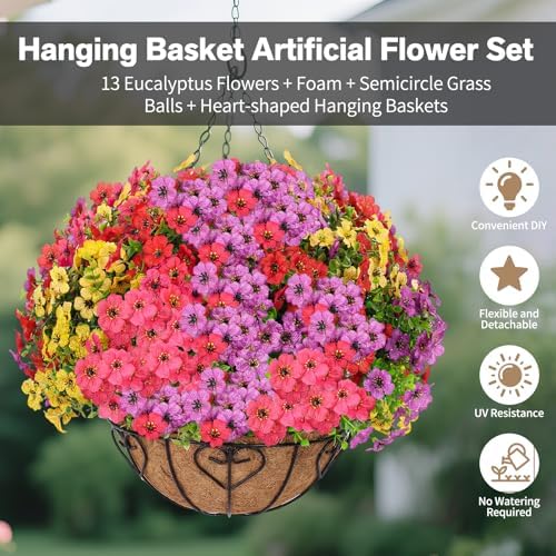2 Sets Artificial Hanging Flower for Outdoors(Mixed)