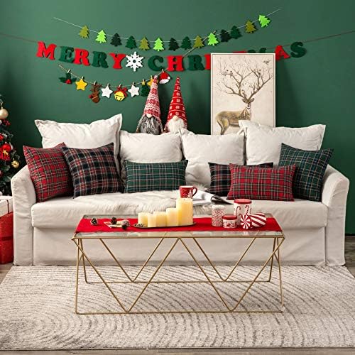 MIULEE Christmas Plaid Pillow Covers Scottish Tartan 16x16 Dark Blue