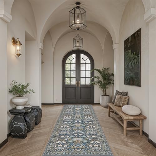 Hallway 3x10 Washable Runner Rug: Kitchen Rugs Entryway Area Rugs Vintage Soft Floor Mat Non Slip Indoor Farmhouse