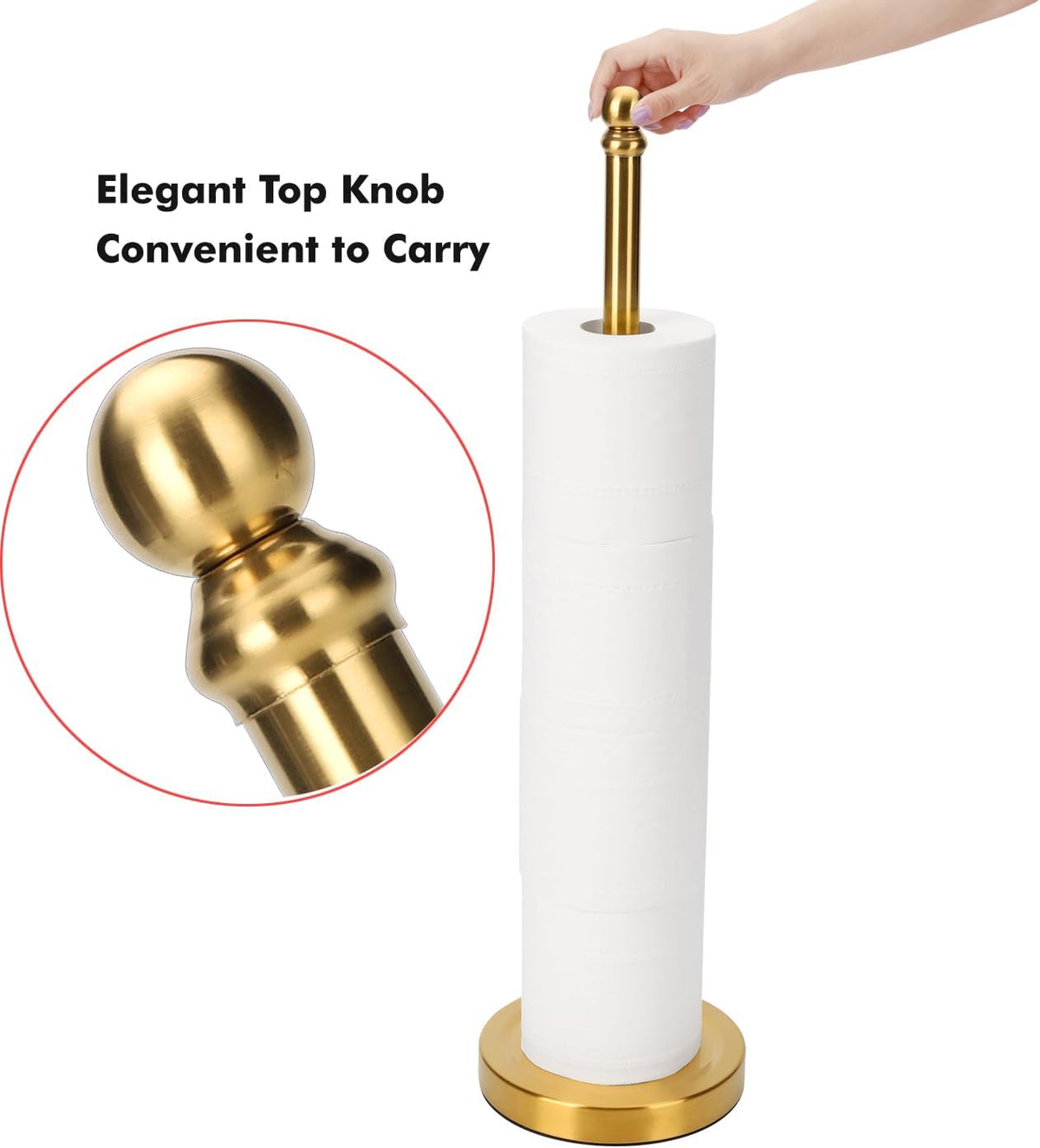 Toilet Paper Holder Stand Holding Up to 5 Paper Rolls, Free-Standing Spare Rolls Storage Holder, Stainless Steel