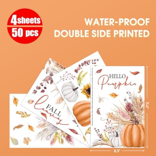 Horaldaily 73Pcs Fall Thanksgiving Window Clings, Harvest Colorful Leaves