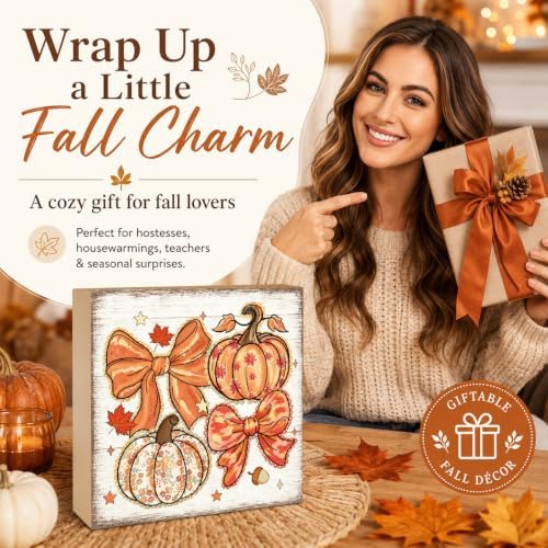 Fall Decorations for Home Bow Pumpkin Wood Sign Fall Decor