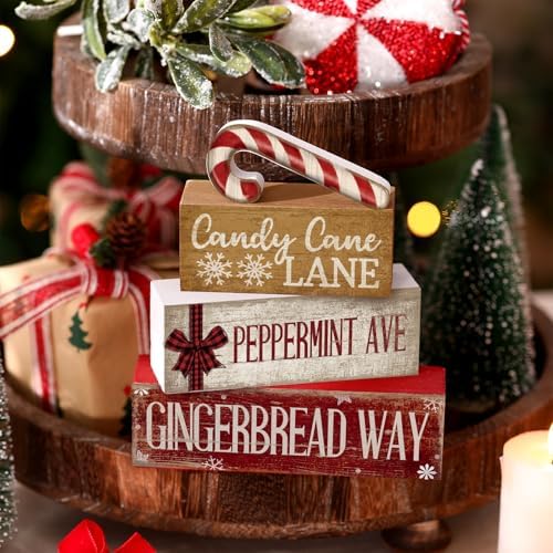 Moucuny 4 Pcs Christmas Table Decor Wooden Candy Cane Decoration Farmhouse