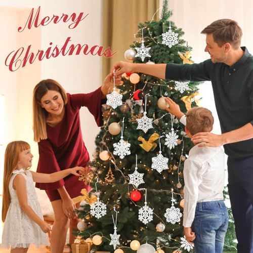 PPRAFDD 16PCS White Wooden Snowflakes Ornaments Christmas Decoration