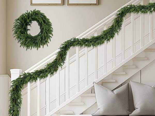 6Ft Christmas Garland Realistic Fuller,Natural Droopy,Lifelike Xmas Green Pine Cedar Mantle Garland for Table Mantle