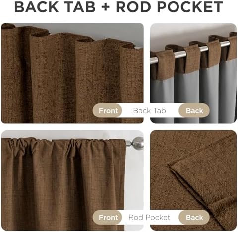 Joydeco Blackout Curtains for Bedroom - 100% Light Blocking 2 Panels Cappuccino Drapes 37" W x 84" L, Thermal Insulated