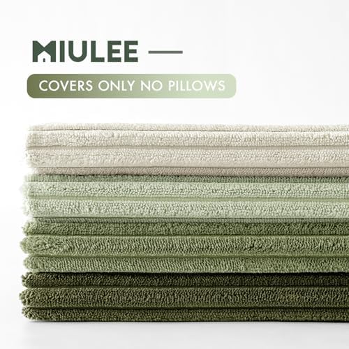 MIULEE Soft Corduroy Decorative Throw Pillow Covers Light Green 18x18