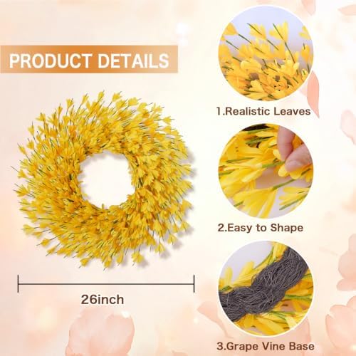 26 in Fall Wreath for Front Door, Autumn Thanksgiving Decor(Bright Yellow)