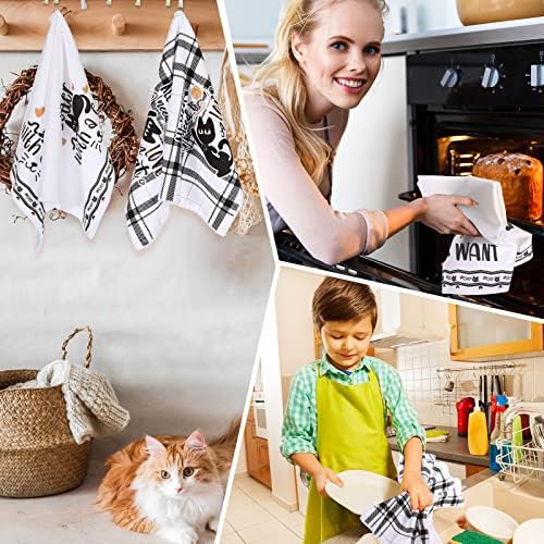 Redbaker 6 Pcs Black Cat Theme Kitchen Towels Funny Dish Towel