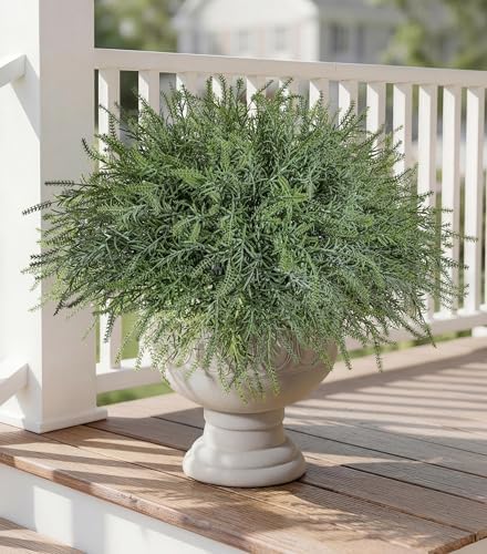 HyeFlora Artificial Outdoor Plants for Spring Summer Decoration,10PCS Fake Greenery Plants Stems Faux Rosemary Bush