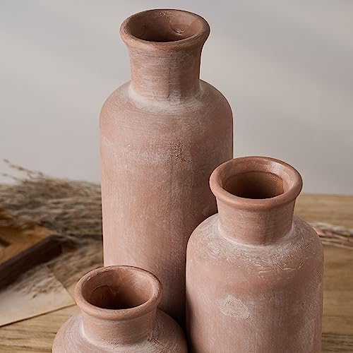 Ceramic Rustic Farmhouse Vase / Terracotta / Set of 3