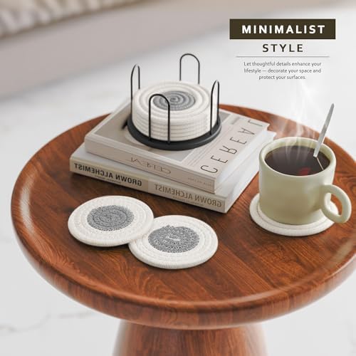 Lazebox Coasters Set of 8 for Drinks, 4 Inch Large Coasters for Coffee Table, Tabletop Protection for Hot & Cold